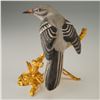 Image 3 : Boehm Miniature Porcelain Figurine, Mockingbird  Perched on Gold Base