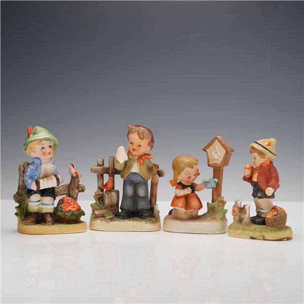 4pc Vintage German and Japanese Figurines, Children in Countryside
