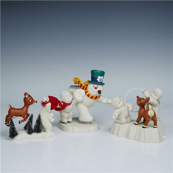 3pc Department 56 Snowbabies Guest Collections Frosty and Rudolph Figurines