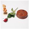 Image 2 : 3pc Goebel Hummel Roses Are Red Figurine with Wooden Base and Rose
