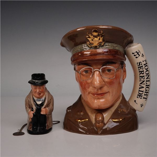 3pc Royal Doulton Large Character Jug, Toby & Necklace