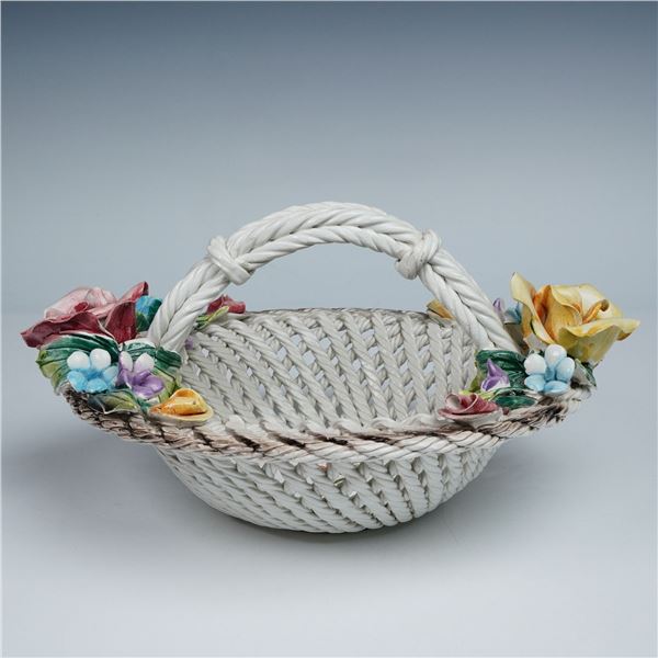 Capodimonte Porcelain Floral Basket