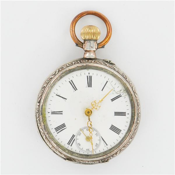 Swiss 12S 0.800 Silver Pocket Watch, Remontoir Cylindre 6 Rubis