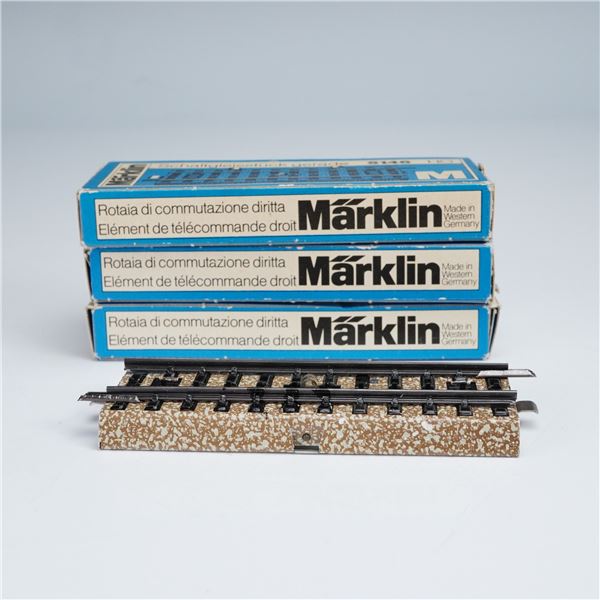 3pc Marklin Model Railroad Track Set, Straight Switching Track Section