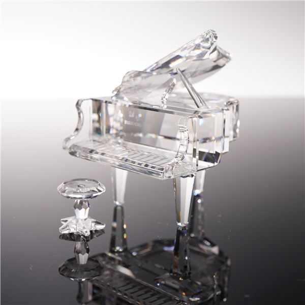 2pc Swarovski Crystal Figurine, Grand Piano with Stool