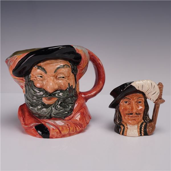 2pc Royal Doulton Character Jugs, Falstaff D6287 & Athos D6452
