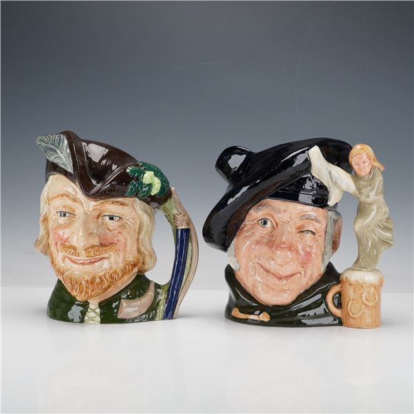 2pc Royal Doulton Character Jugs, Tam O'Shanter D6632 and Robin Hood D6527