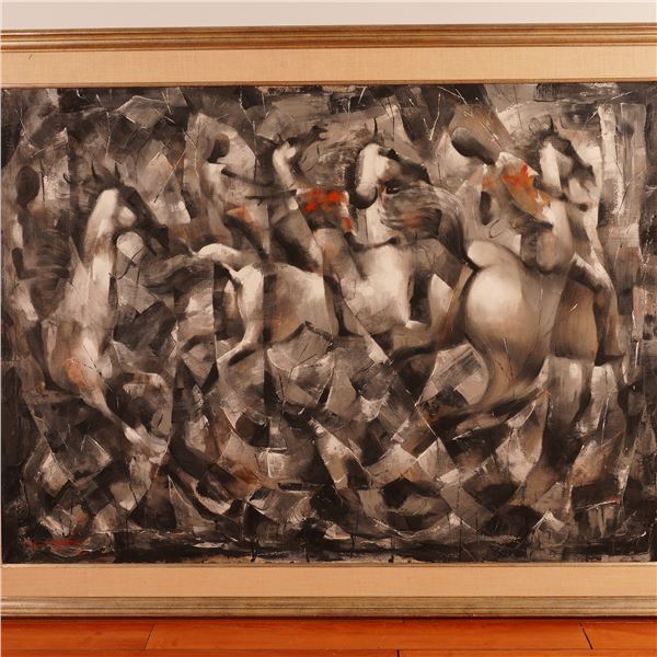 Raymond Howell (American 1929-2002) Oil on Canvas, I Must Go, Signed