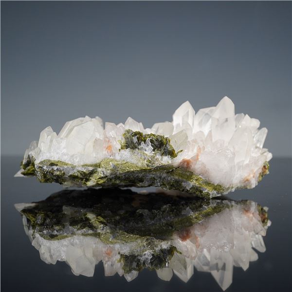 Quartz Crystal Cluster Mineral Specimen w/ Epidote & Hematite Inclusions