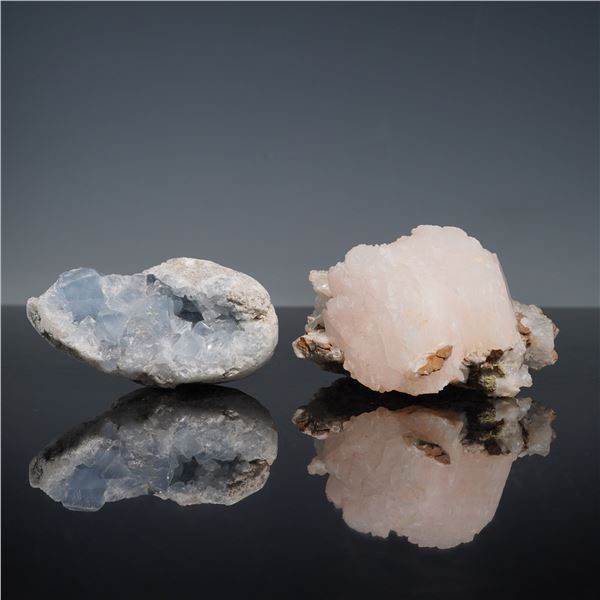2pc Mineral Specimens, Apophyllite and Blue Celestite