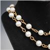 Image 2 : 2pc Gold Tone Link Necklaces with Simulated Pearls