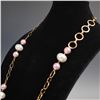 Image 5 : 2pc Gold Tone Link Necklaces with Simulated Pearls