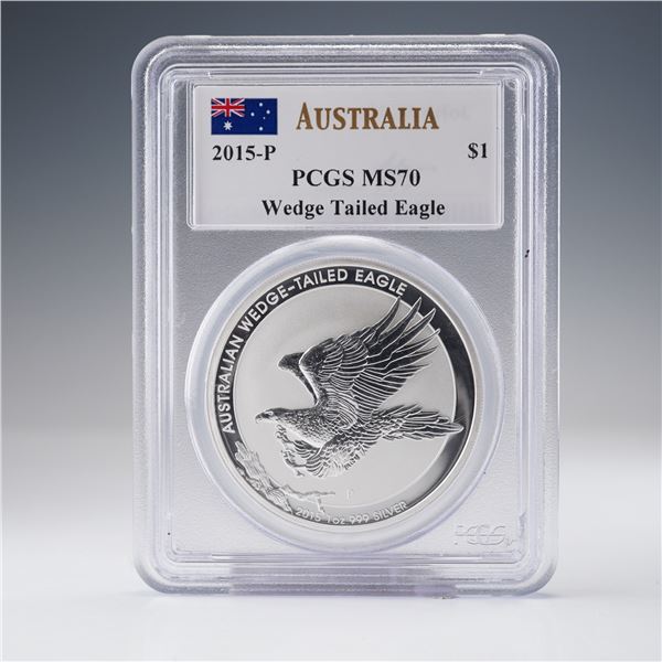 2015-P Australia Wedge-Tailed Eagle Silver One Dollar PCGS Graded MS70