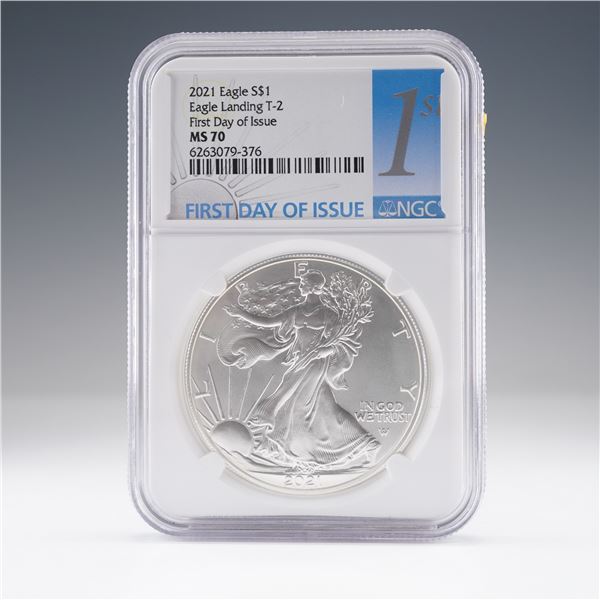 2021 American Silver Eagle Type 2 First Day Issue $1 Coin NGC Graded MS70