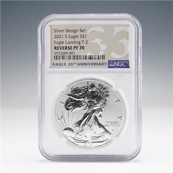 2021-S American Silver Eagle Type 2 $1 Coin NGC Graded Reverse PF70