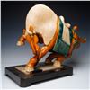 Image 2 : Tang Style Glazed Ceramic Horse Sculpture on Wooden Base