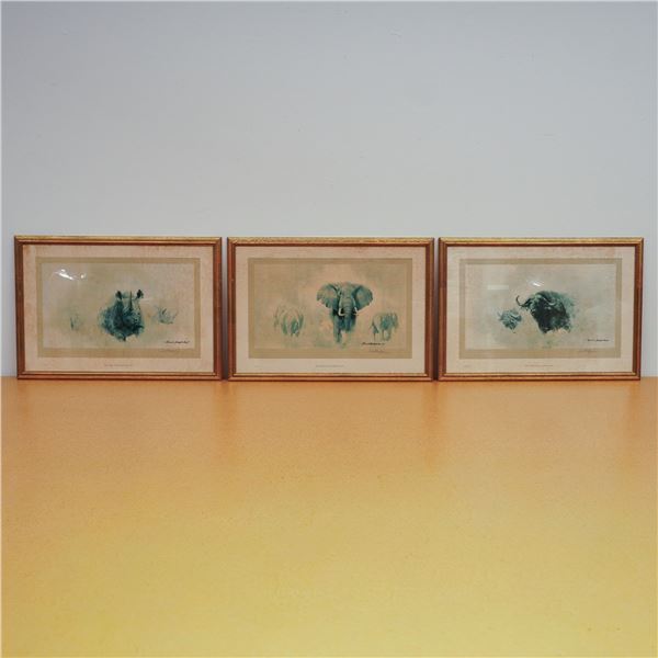 3pc David Shepherd Wildlife Lithographs on Paper, Signed & Numbered