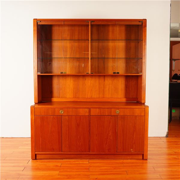 2pc Mid Century Teak Captain Line Display Cabinet Made in Singapore