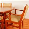 Image 2 : 8pc Mid Century Danish Style Teak Dining Set w/ Leaf and Beige Upholstery