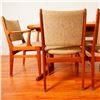 Image 3 : 8pc Mid Century Danish Style Teak Dining Set w/ Leaf and Beige Upholstery