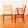 Image 9 : 8pc Mid Century Danish Style Teak Dining Set w/ Leaf and Beige Upholstery