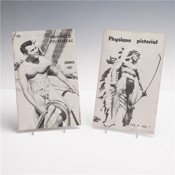 2pc Physique Pictorial Beefcake Magazines, Summer 1957 and 1958 Vol.8 No.1