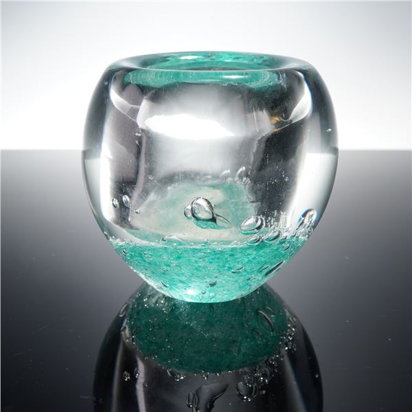 Art Glass Vase with Encased Bubbles