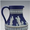 Image 6 : 2pc Wedgwood Blue Jasperware Pitcher and Biscuit Jar with Lid
