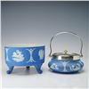 Image 1 : 2pc Wedgwood Jasperware EPNS covered Jar and Footed Bowl