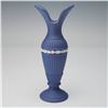 Image 4 : 3pc Wedgwood Blue Jasperware Vase, Pin Tray, and Lidded Box