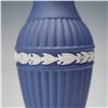 Image 5 : 3pc Wedgwood Blue Jasperware Vase, Pin Tray, and Lidded Box