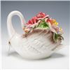 Image 2 : Capodimonte Italian Porcelain Large Swan Floral Sculpture