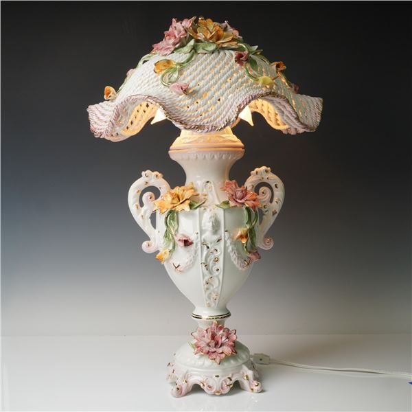 Capodimonte Porcelain Spaghetti Table Lamp with Shade