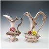 Image 1 : 2pc Capodimonte Hand-Painted Floral Vase & Pitcher