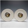 2pc The Hacker Pottery Plates, 22KT Gold Rim Courting Scene