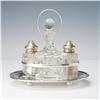 Image 1 : 5pc Crystal Cruet Set with Silverplate Tray