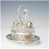 Image 2 : 5pc Crystal Cruet Set with Silverplate Tray