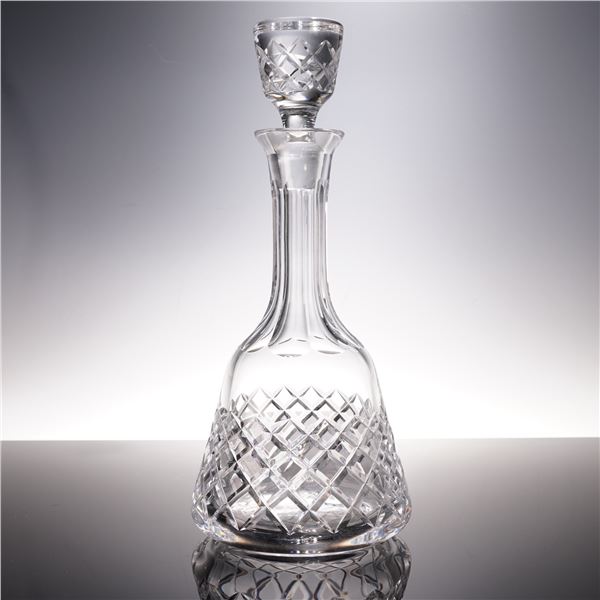 Crystal Decanter and Stopper with Diamond Cut Design