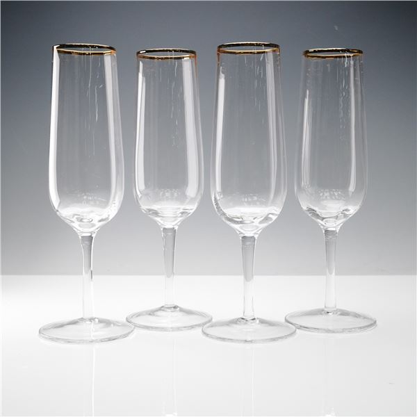 Martha Stewart Clear Champagne Flutes with Golden Rim