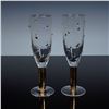 Image 1 : 2pc Stephen Smyers Morocco Gold Dot Art Glass Champagne Flutes, Signed