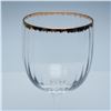 Image 2 : 12pc Ribbed Glass Goblets with Gold Trim