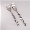 Image 1 : 2pc Georg Jensen Sterling Silver Dinner Forks, Acorn