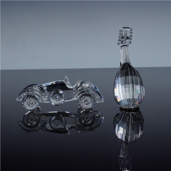 2pc Swarovski Crystal Figurines, Lute 169246, Old Timer Vintage Car 151753