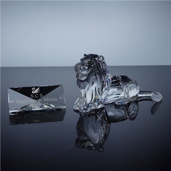 2pc Swarovski Inspiration Africa Crystal Figurine & Plaque, Lion