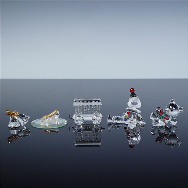 5pc Swarovski Crystal Figurines, Puppet, Kris Bear, High Heel, & Bells