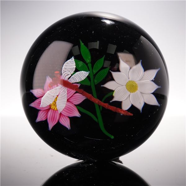 Caithness Crystal Paperweight Dragonfly and Flower Scotland