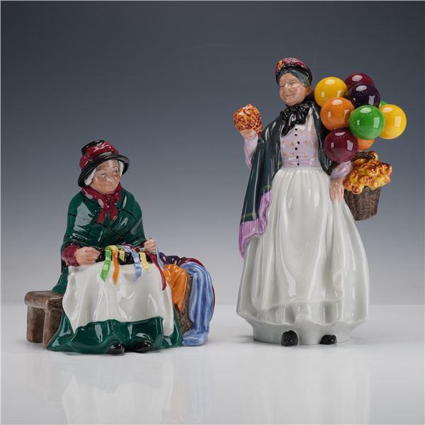 2pc Royal Doulton Figurines, Silks and Ribbons and Biddy Pennyfarthing
