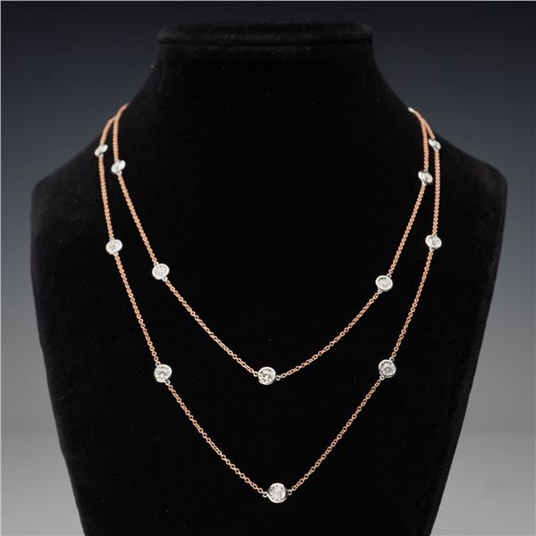 14K Two-Tone Gold 0.34ctw Diamond By The Yard Necklace