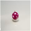 Image 3 : Platinum 10.57ct African Ruby Cabochon and 0.60ctw Diamond Pendant