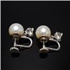 Image 2 : 0.70CTW 14K Gold Pearl and Diamond Screwback Earrings